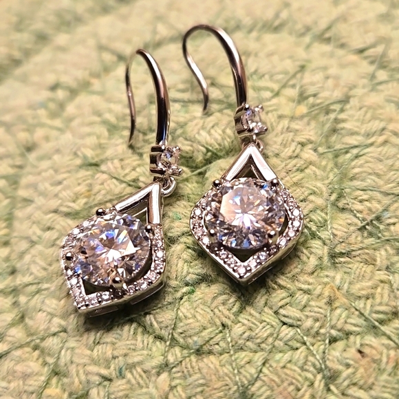 Elegant 2 Carat Moissanite Sterling Silver Drop Earrings
